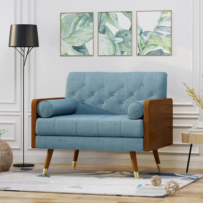 Fauteuil club en tissu style Mid-Century moderne, une place, bleu/rouge/beige/gris