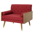 Fauteuil club en tissu style Mid-Century moderne, une place, bleu/rouge/beige/gris