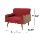 Fauteuil club en tissu style Mid-Century moderne, une place, bleu/rouge/beige/gris