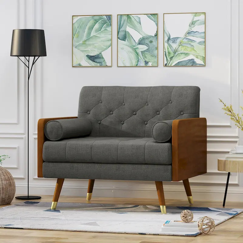 Fauteuil club en tissu style Mid-Century moderne, une place, bleu/rouge/beige/gris