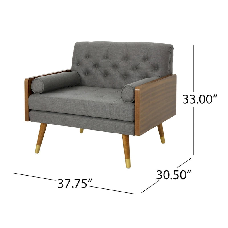 Fauteuil club en tissu style Mid-Century moderne, une place, bleu/rouge/beige/gris
