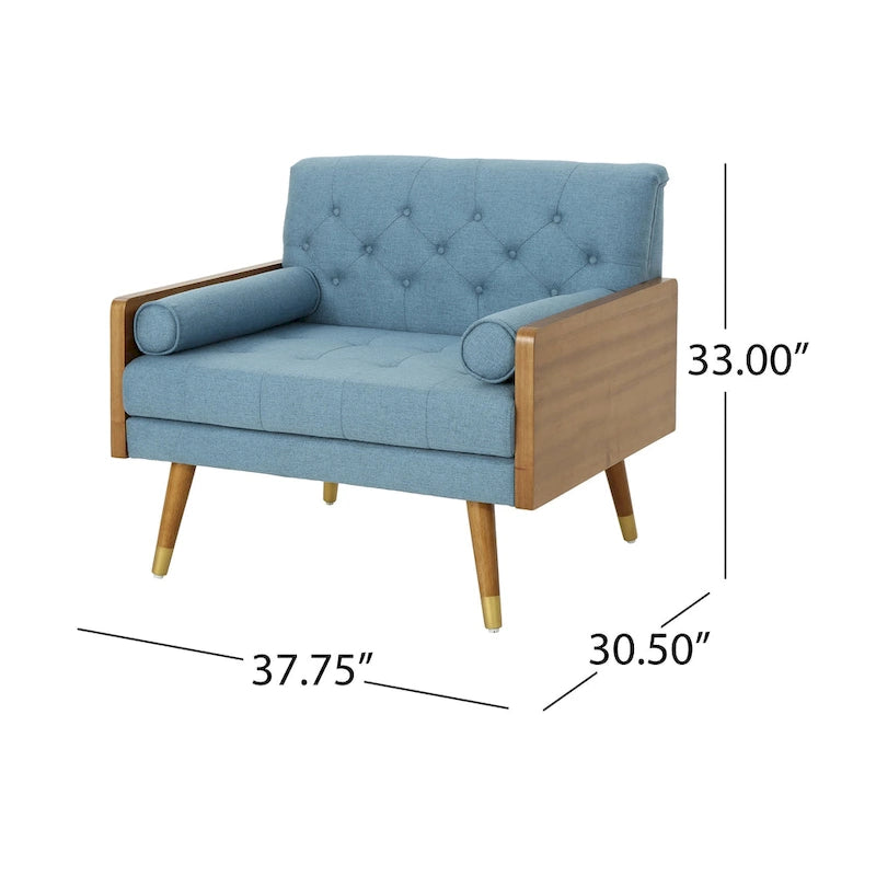Fauteuil club en tissu style Mid-Century moderne, une place, bleu/rouge/beige/gris