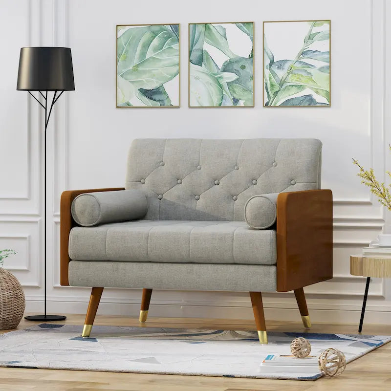 Fauteuil club en tissu style Mid-Century moderne, une place, bleu/rouge/beige/gris