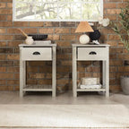 Table de chevet gris pierre à 1 tiroir avec étagère, lot de 2