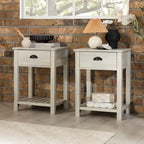 Table de chevet gris pierre à 1 tiroir avec étagère, lot de 2