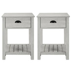 Table de chevet gris pierre à 1 tiroir avec étagère, lot de 2