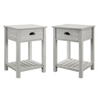 Table de chevet gris pierre à 1 tiroir avec étagère, lot de 2