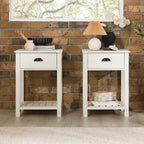 Table de chevet gris pierre à 1 tiroir avec étagère, lot de 2