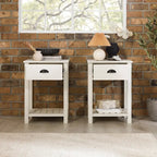 Table de chevet gris pierre à 1 tiroir avec étagère, lot de 2