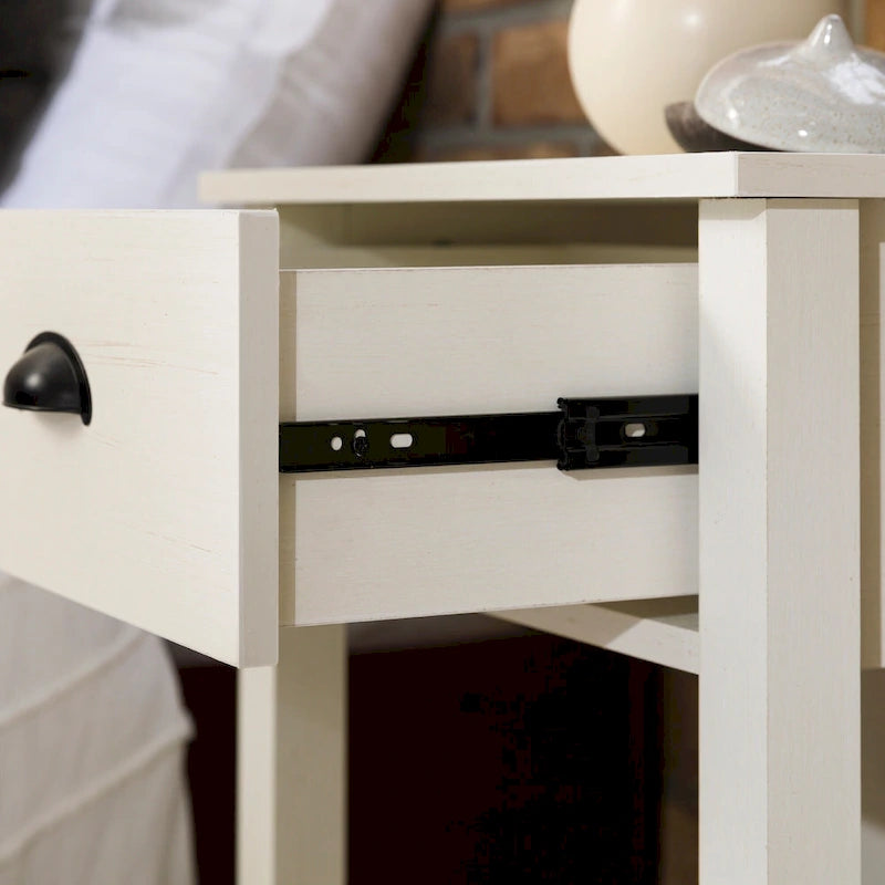Table de chevet gris pierre à 1 tiroir avec étagère, lot de 2