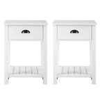 Table de chevet gris pierre à 1 tiroir avec étagère, lot de 2