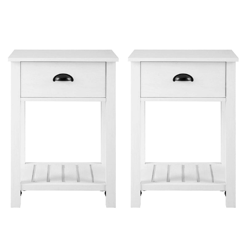 Table de chevet gris pierre à 1 tiroir avec étagère, lot de 2