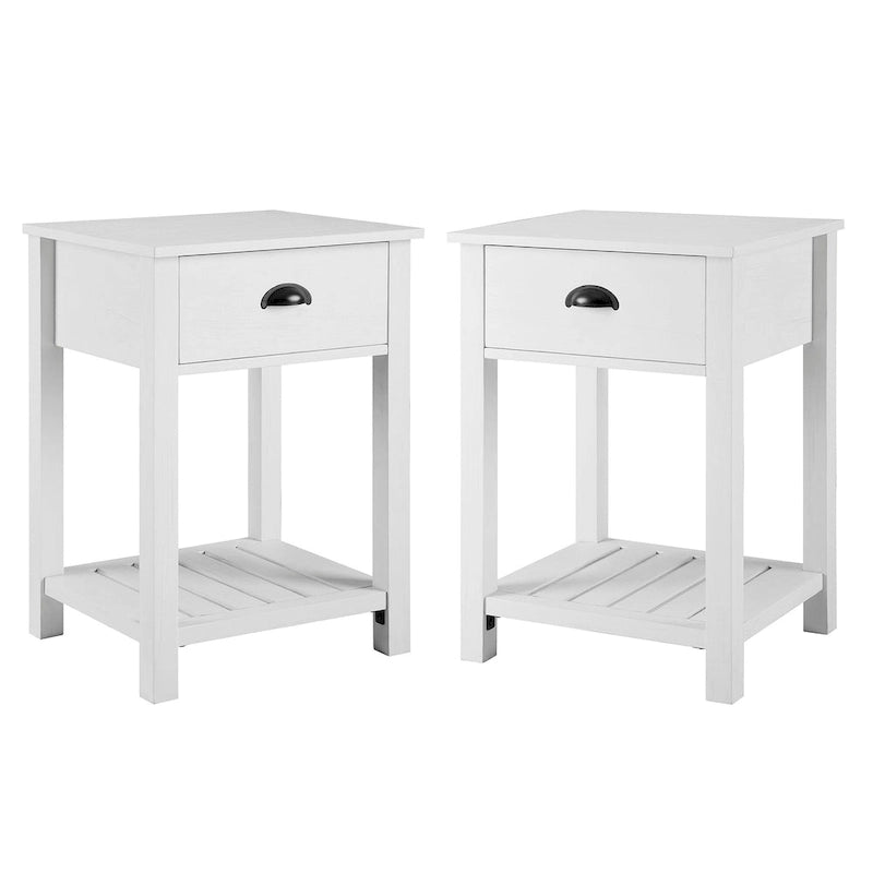 Table de chevet gris pierre à 1 tiroir avec étagère, lot de 2