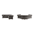 Canapé d'angle Chesterfield 5 places | Velours / Lin / Cuir reconstitué