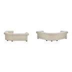 Canapé d'angle Chesterfield 5 places | Velours / Lin / Cuir reconstitué