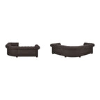 Canapé d'angle Chesterfield 5 places | Velours / Lin / Cuir reconstitué