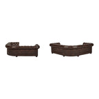 Canapé d'angle Chesterfield 5 places | Velours / Lin / Cuir reconstitué