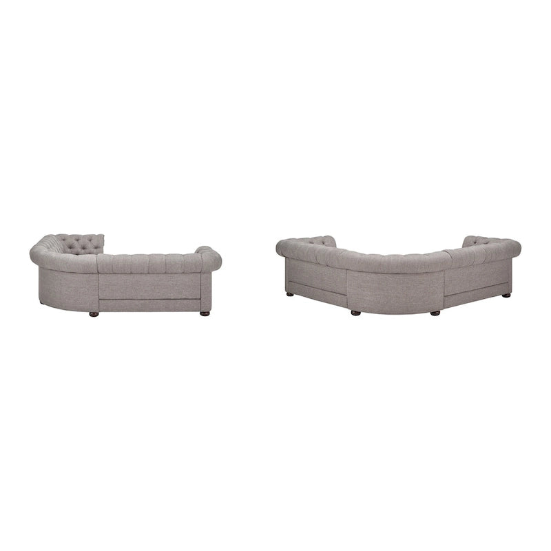Canapé d'angle Chesterfield 5 places | Velours / Lin / Cuir reconstitué