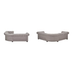 Canapé d'angle Chesterfield 5 places | Velours / Lin / Cuir reconstitué