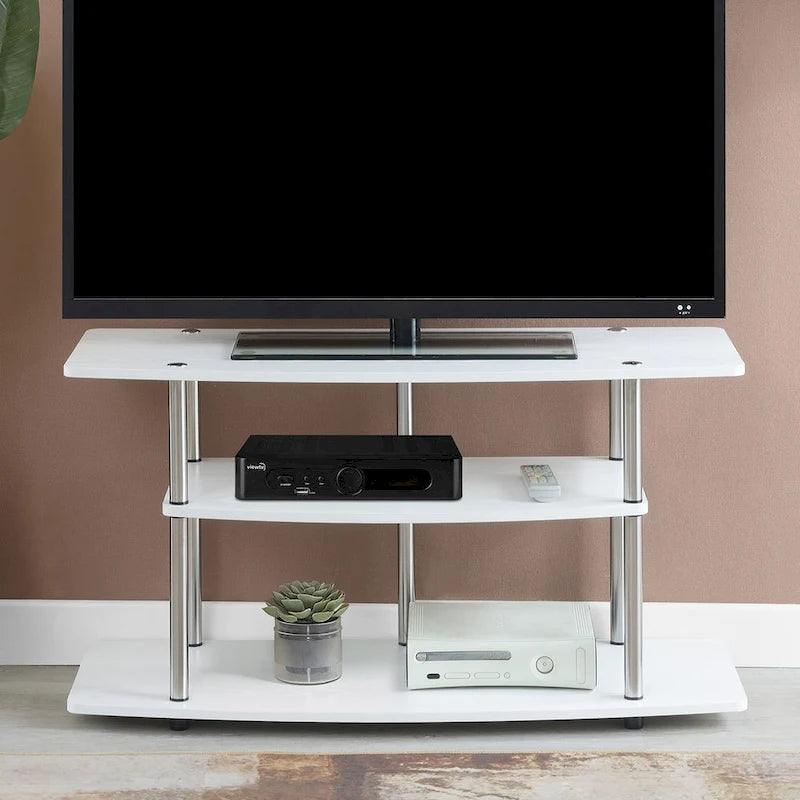 Meuble TV à étagères ouvertes à 3 niveaux pour téléviseurs jusqu'à 46 po, multicolore, assemblage par 1 personne