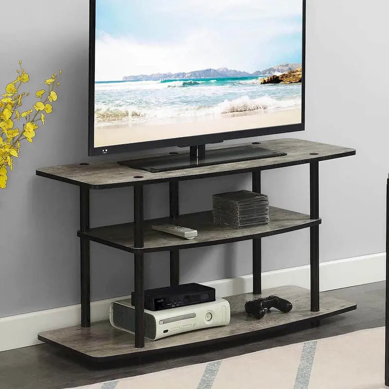 Meuble TV à étagères ouvertes à 3 niveaux pour téléviseurs jusqu'à 46 po, multicolore, assemblage par 1 personne