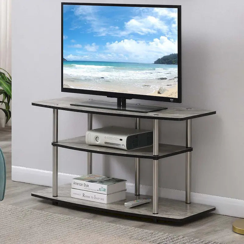 Meuble TV à étagères ouvertes à 3 niveaux pour téléviseurs jusqu'à 46 po, multicolore, assemblage par 1 personne