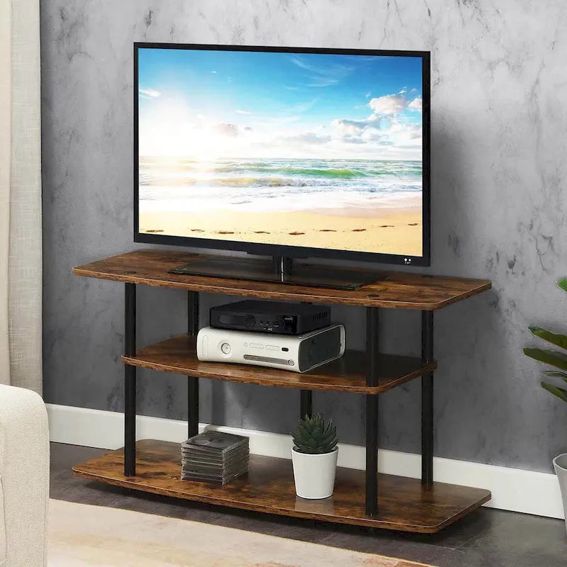 Meuble TV à étagères ouvertes à 3 niveaux pour téléviseurs jusqu'à 46 po, multicolore, assemblage par 1 personne