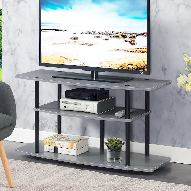 Meuble TV à étagères ouvertes à 3 niveaux pour téléviseurs jusqu'à 46 po, multicolore, assemblage par 1 personne
