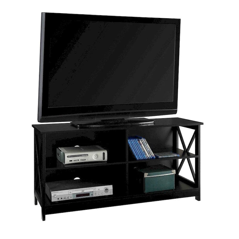 Noir / Blanc / Espresso / Gris / Noir cerise – Meuble TV 5 étagères avec cadre en X, convient aux TV jusqu'à 55"
