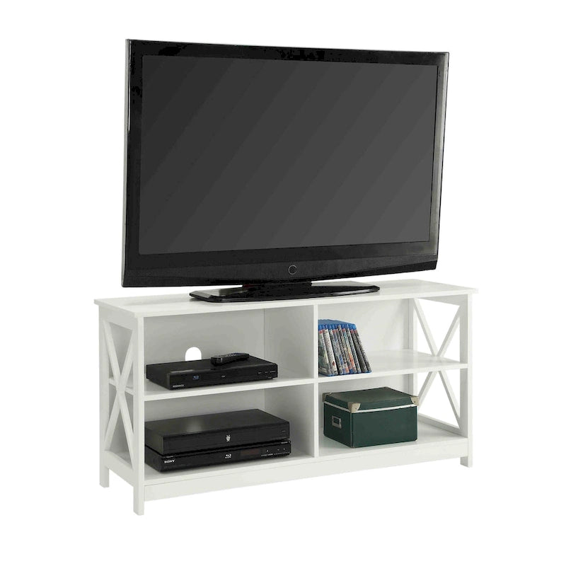 Noir / Blanc / Espresso / Gris / Noir cerise – Meuble TV 5 étagères avec cadre en X, convient aux TV jusqu'à 55"