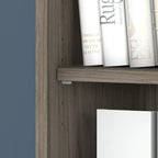Bibliothèque haute à 5 étagères, hickory moderne/gris platine/noyer noir/gris orage/blanc, 1 personne