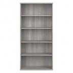 Bibliothèque haute à 5 étagères, hickory moderne/gris platine/noyer noir/gris orage/blanc, 1 personne