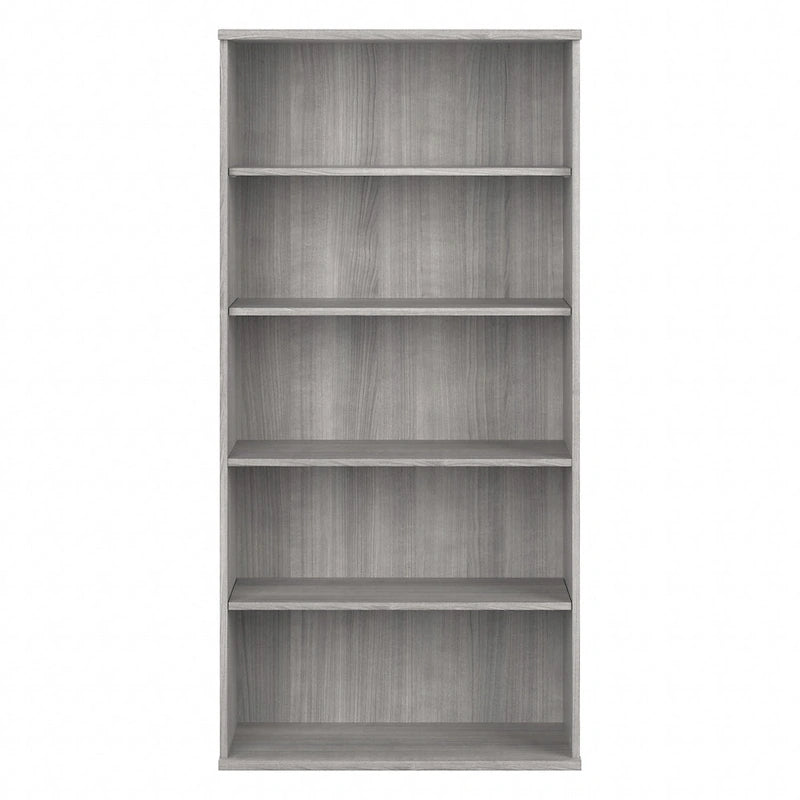 Bibliothèque haute à 5 étagères, hickory moderne/gris platine/noyer noir/gris orage/blanc, 1 personne