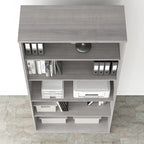 Bibliothèque haute à 5 étagères, hickory moderne/gris platine/noyer noir/gris orage/blanc, 1 personne