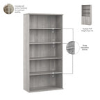 Bibliothèque haute à 5 étagères, hickory moderne/gris platine/noyer noir/gris orage/blanc, 1 personne