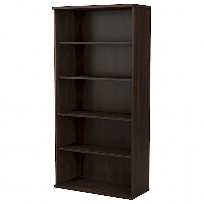 Bibliothèque haute à 5 étagères, hickory moderne/gris platine/noyer noir/gris orage/blanc, 1 personne