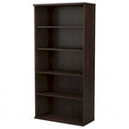Bibliothèque haute à 5 étagères, hickory moderne/gris platine/noyer noir/gris orage/blanc, 1 personne