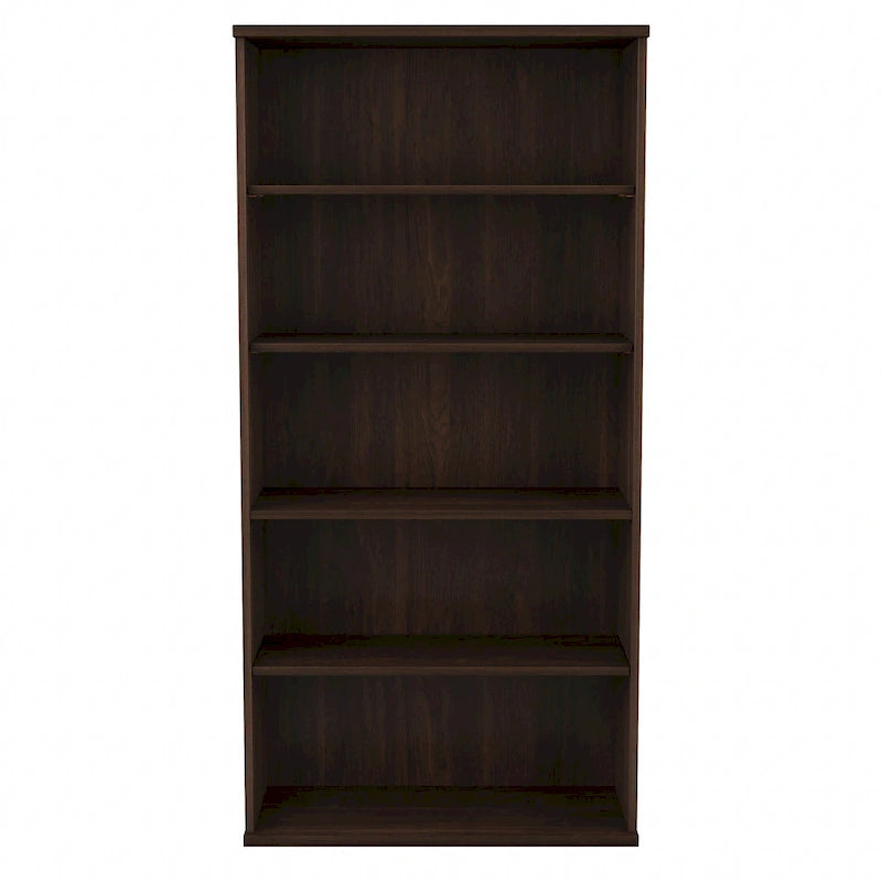 Bibliothèque haute à 5 étagères, hickory moderne/gris platine/noyer noir/gris orage/blanc, 1 personne