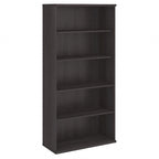 Bibliothèque haute à 5 étagères, hickory moderne/gris platine/noyer noir/gris orage/blanc, 1 personne