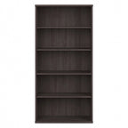 Bibliothèque haute à 5 étagères, hickory moderne/gris platine/noyer noir/gris orage/blanc, 1 personne