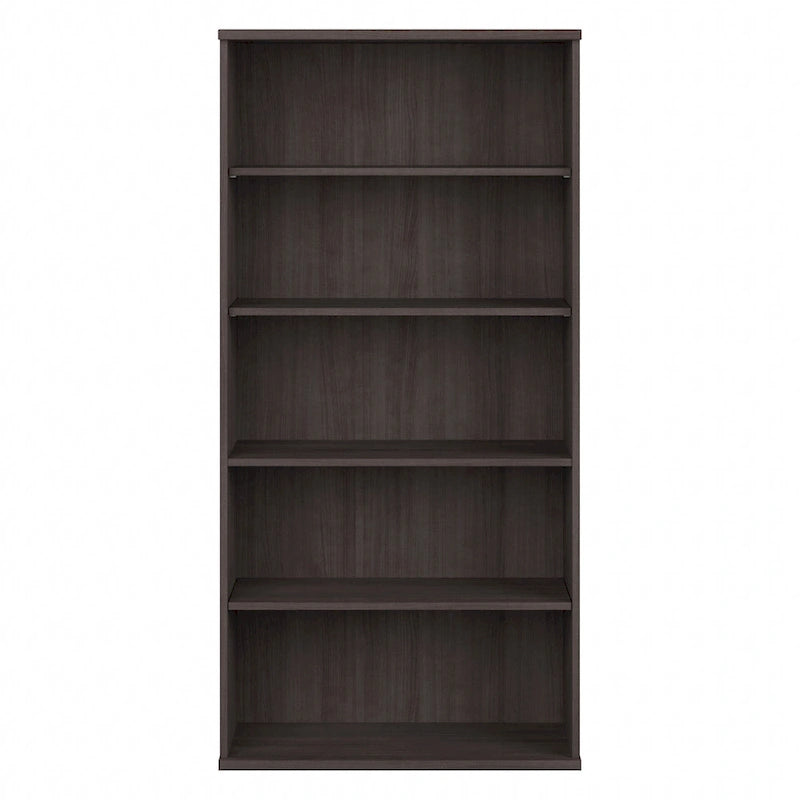 Bibliothèque haute à 5 étagères, hickory moderne/gris platine/noyer noir/gris orage/blanc, 1 personne