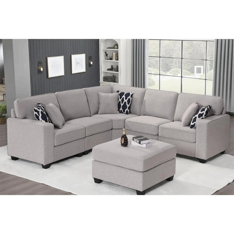 Canapé sectionnel modulaire réversible 4 places gris / gris foncé / anthracite / crème
