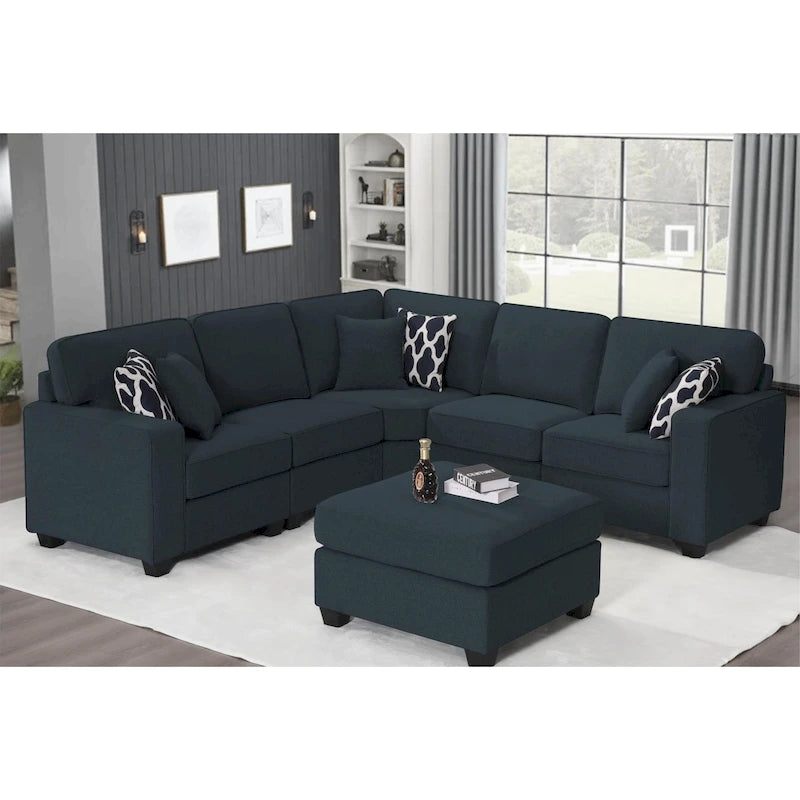 Canapé sectionnel modulaire réversible 4 places gris / gris foncé / anthracite / crème