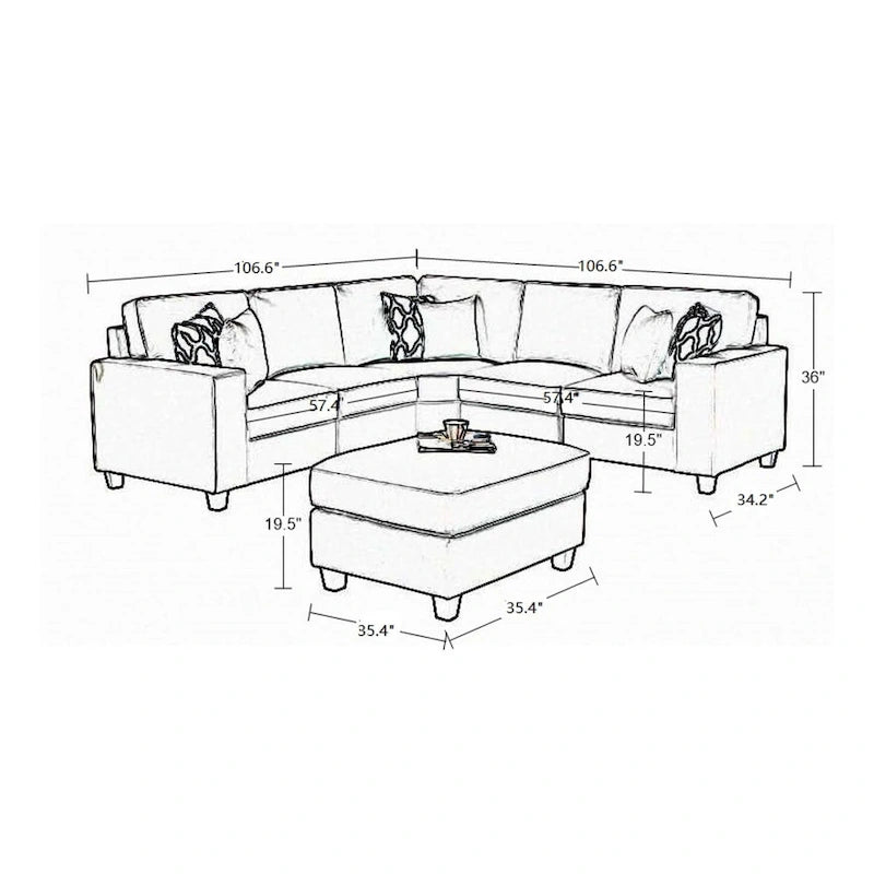 Canapé sectionnel modulaire réversible 4 places gris / gris foncé / anthracite / crème
