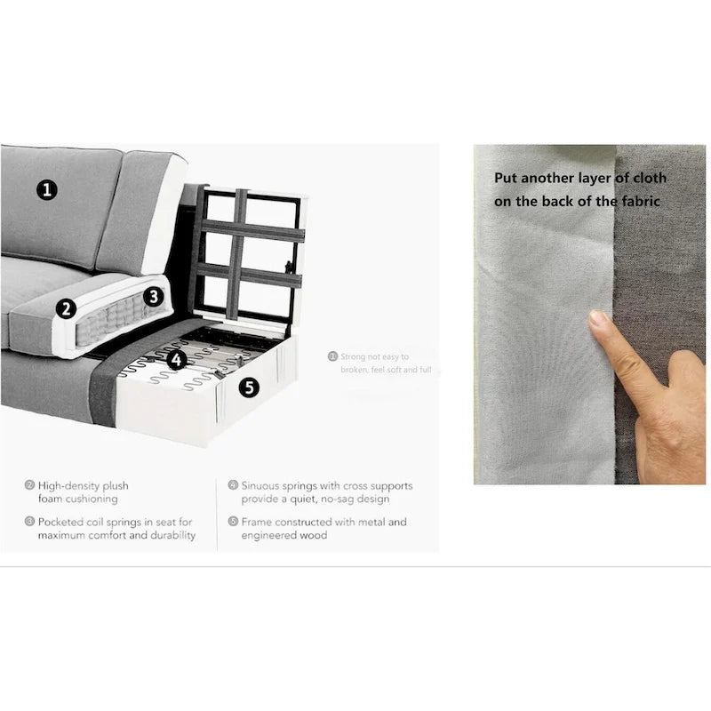 Canapé sectionnel modulaire réversible 4 places gris / gris foncé / anthracite / crème
