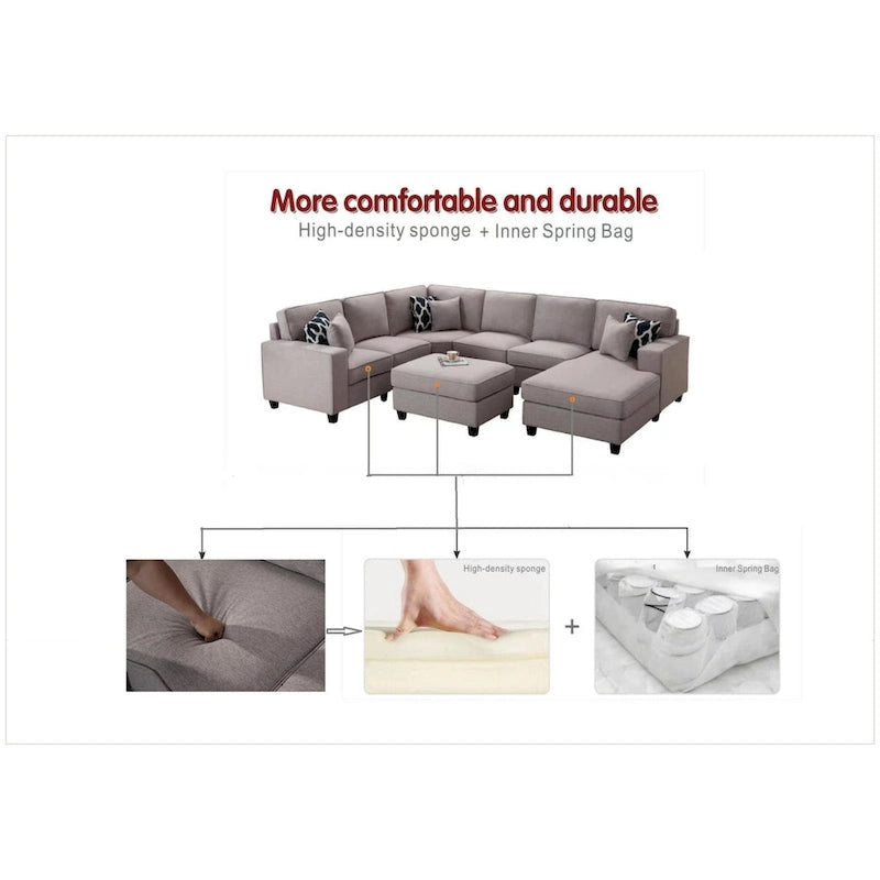 Canapé sectionnel modulaire réversible 4 places gris / gris foncé / anthracite / crème