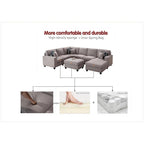 Canapé sectionnel modulaire réversible 4 places gris / gris foncé / anthracite / crème