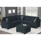 Canapé sectionnel modulaire réversible 4 places gris / gris foncé / anthracite / crème