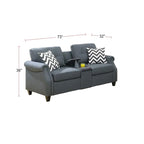 Ensemble 2 pièces canapé et causeuse – Café clair / Gris bleu / Café foncé, console USB