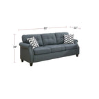 Ensemble 2 pièces canapé et causeuse – Café clair / Gris bleu / Café foncé, console USB